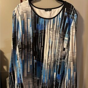 Blue & Black Abstract Stripe Long Sleeve Top